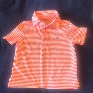 Vineyard Vines Kids Coral & White Striped Polo